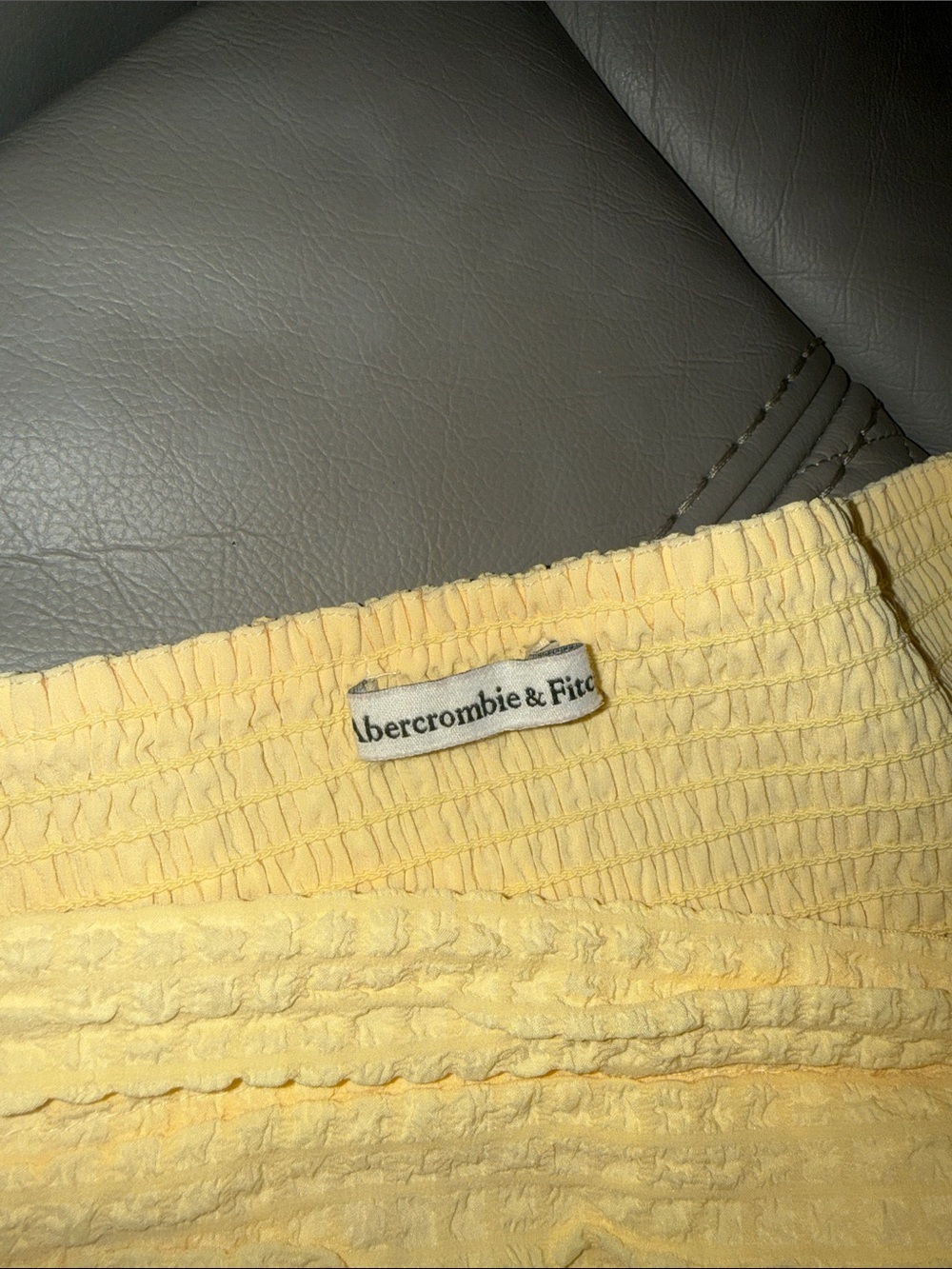 Abercrombie & Fitch Yellow Puff-Sleeve Smocked Mini Dress - Picture 6 of 10